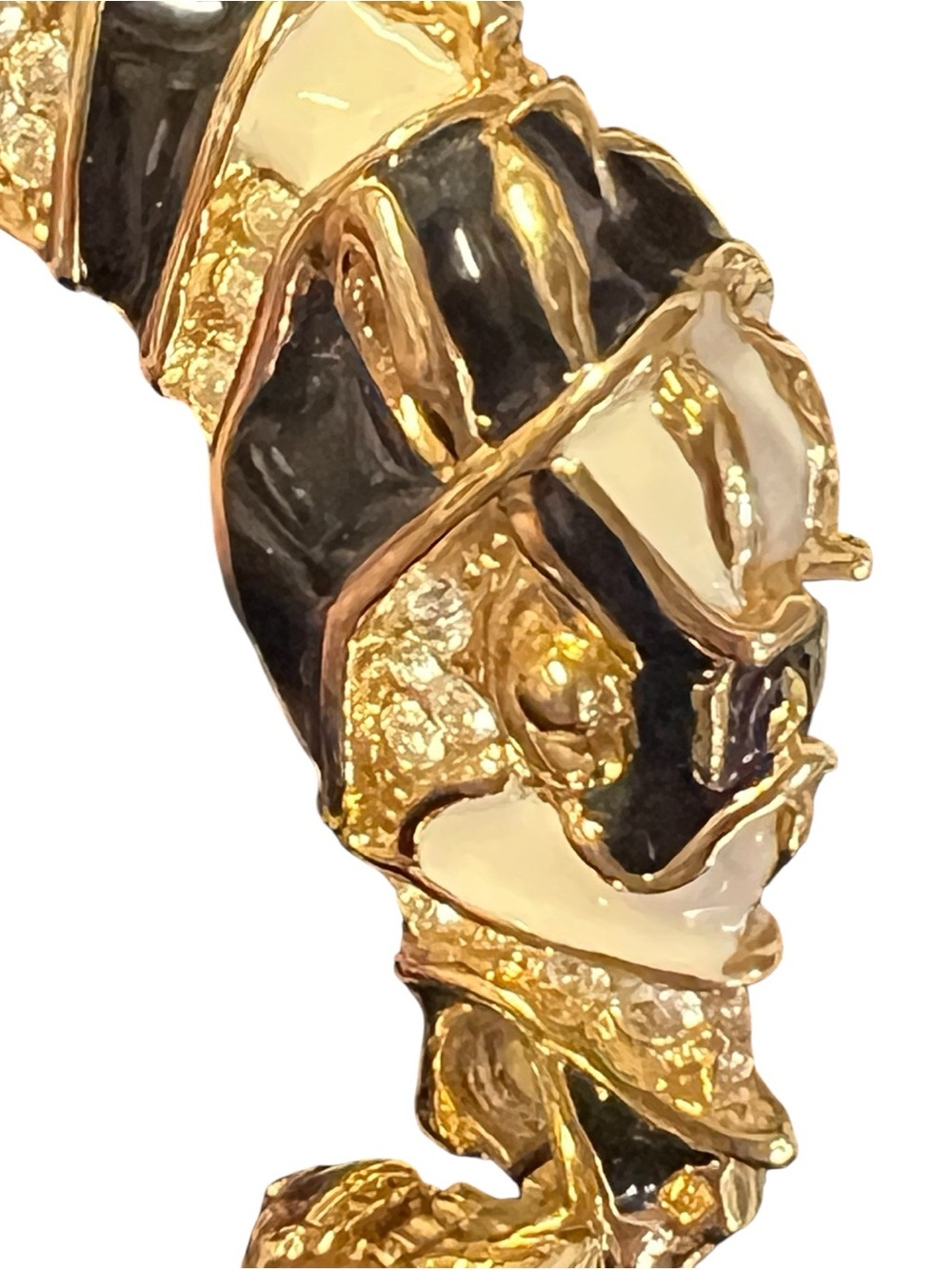 Vintage Kenneth Jay Lane Double Zebra Head Hinged Bangle Bracelet - Signed KJL - Picture 5 of 12